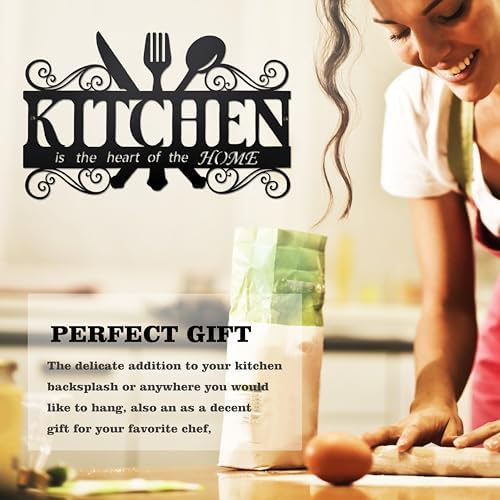 Farmhouse Kitchen Wall Decor Metal Sign - Black