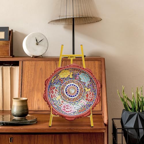 Gold Metal Easel Stand for Displaying Art and Collectibles