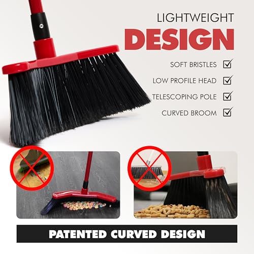 Da Vinci Curved Angle Broom - Sturdy 52-Inch Heavy Duty Sweeping Tool