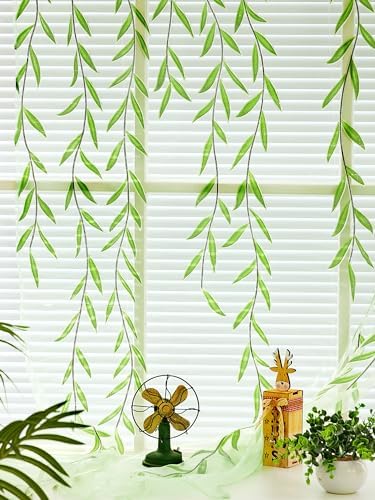 Breling Green Leaf Sheer Curtains 2 Pieces 394x63 Inch