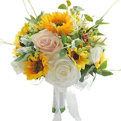 Elegant 11 Inch Sunflower Bridal Bouquet Artificial Flowers