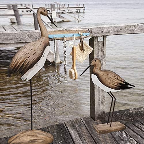 K KILIPES Wood Crane Statue Rustic Garden Decor
