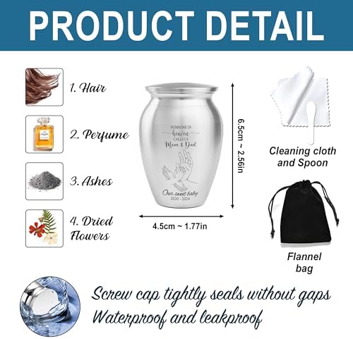 Personalized Baby Mini Urn Stainless Steel 256 Inch