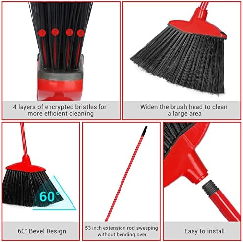 12 Pcs Heavy Duty Angle Broom with 53 Inch Handle
