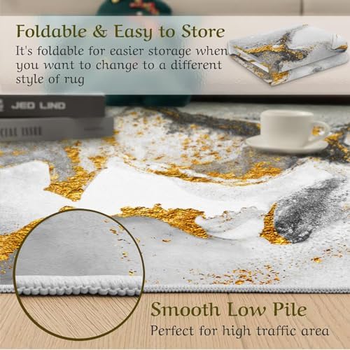 ZAOMIR 6x9ft Gold-Plated Marble Area Rug