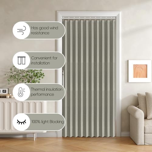 Jilron Blackout Fabric Door Curtain with Magnetic Closure