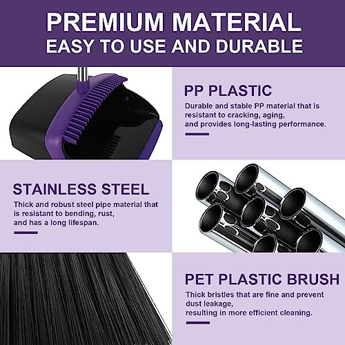 Large Purple Broom with Dustpan Combo Set