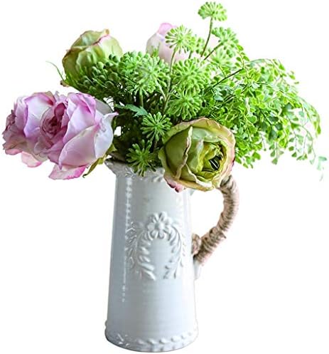 NDRFAWY Artificial Flowers Curled Rose Set with Vase
