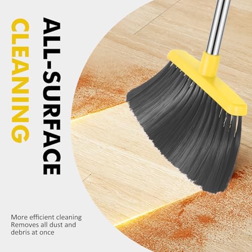 NACENA 4 Pack Heavy Duty Angle Broom with 56 Inch Handle
