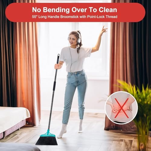 Tiumso 55 Heavy Duty Angle Broom with Locking Handle - Blue