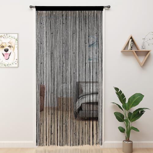 YIIBAII Black Beaded Curtain for Doorway