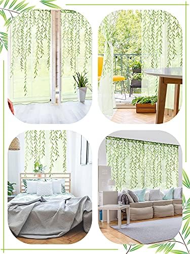 Breling Green Leaf Sheers Curtains 2 Pieces 394 x 787 Inch
