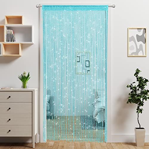 Atsweetlife Door String Curtain with Lake-Blue Beads