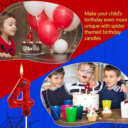 Sel Natural Number 4 Spider Birthday Candle