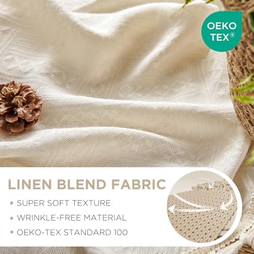 Joydeco Beige Boho Curtains 2 Panels 84 Inch Length