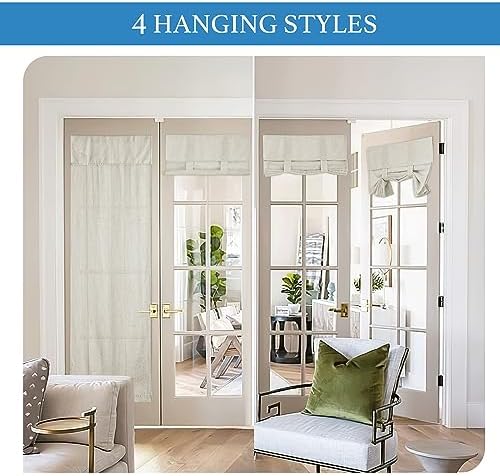RYB HOME Linen Blend French Door Curtain Panel