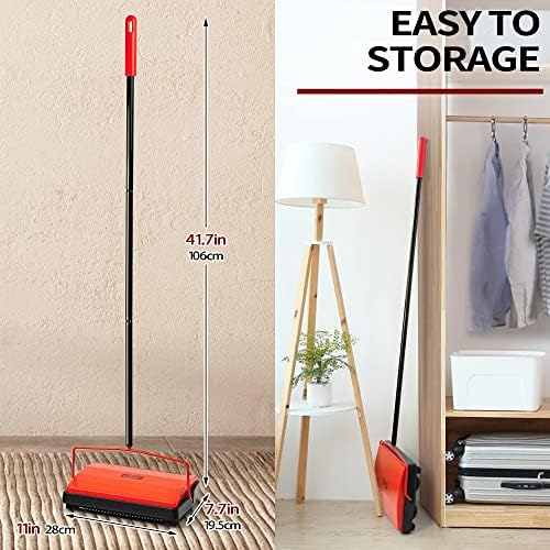 JEHONN Carpet Sweeper with Horsehair Broom and Dustpan Set for Home