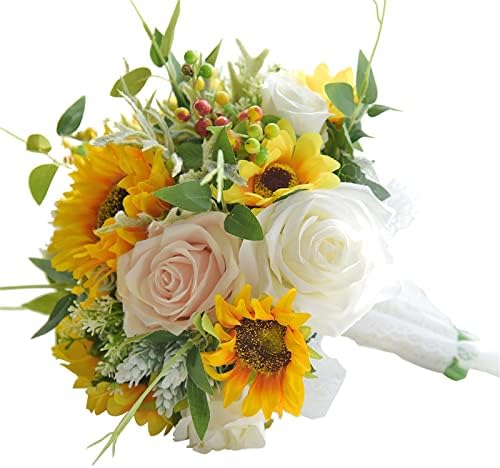 Elegant 11 Inch Sunflower Bridal Bouquet Artificial Flowers