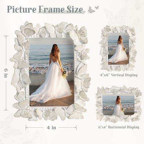 Axeman 4x6 Picture Frame with Glass Butterfly Resin Wall Tabletop Display