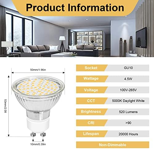 Megereet GU10 LED Bulb Daylight 5000K Pack of 6