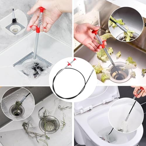SHUOGUO Drain Clog Remover Set with 33 Inch and 116 Inch Tools