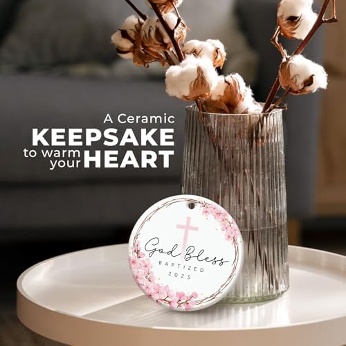 ZAGKOO Baptism Ornament 2025 - God Bless Gift for Baby Girl