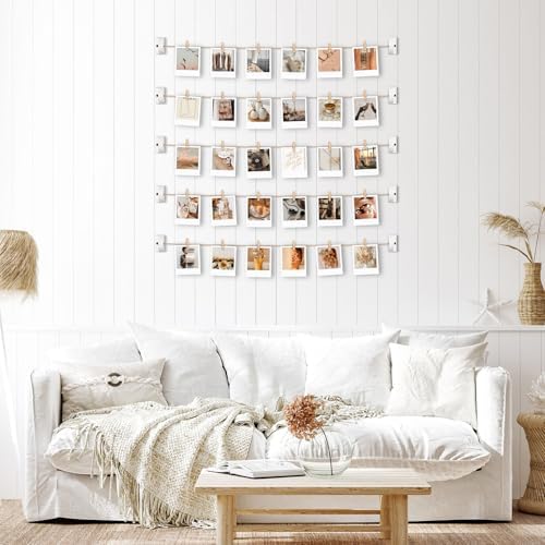 Hanging Photo Display Wall Decor with 30 Clips