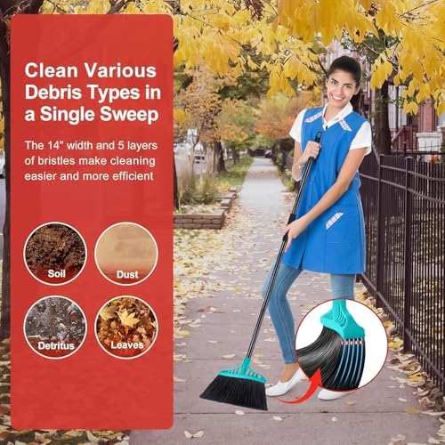 Tiumso 55 Heavy Duty Angle Broom with Locking Handle - Blue