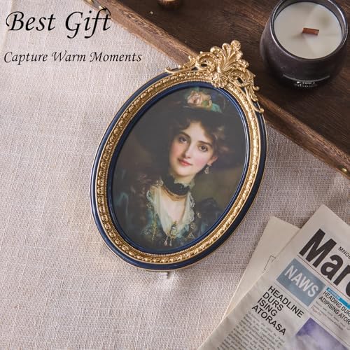ZIHARA 5x7 Oval Picture Frame with Easel and Hook
