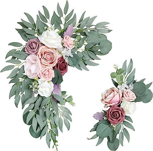 2pcs Wedding Arch Flowers Artificial Flower Kit with Eucalyptus and Peony