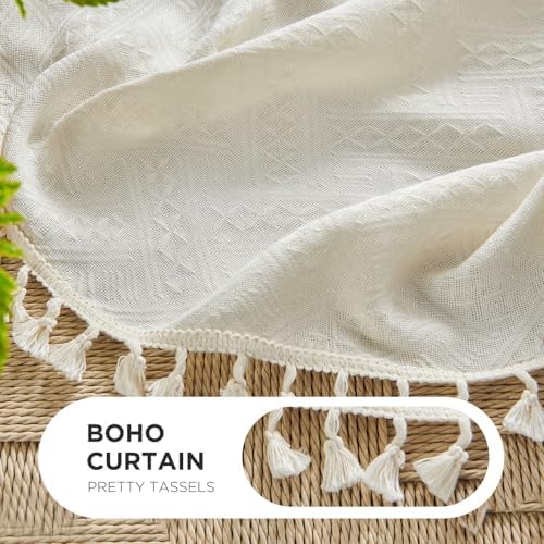 Joydeco Beige Boho Curtains 2 Panels 84 Inch Length