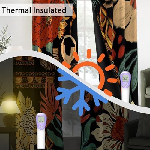 Tyrot Boho Floral Blackout Curtains 2 Panels 84 Inch Long 1