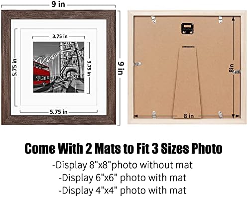 Tiblue 8x8 Rustic Wood Picture Frames Set of 4