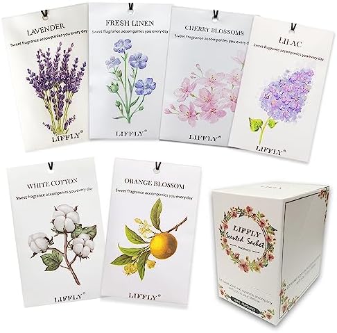 LIFFLY 14 Pack Scented Sachets with 6 Different Scents