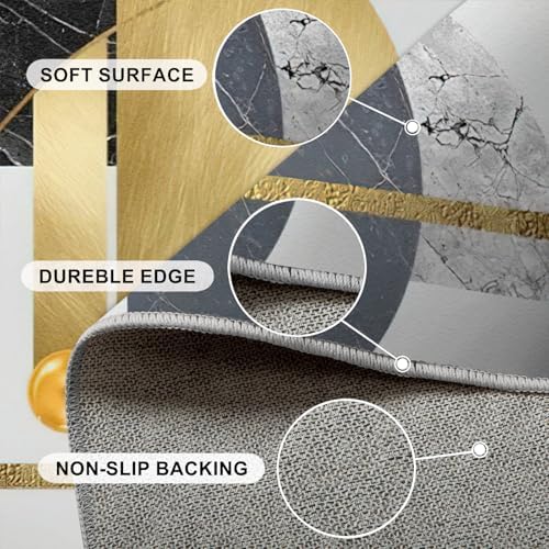 Modern Gray Gold-Plated Area Rug 6x9ft for Bedroom Living Room