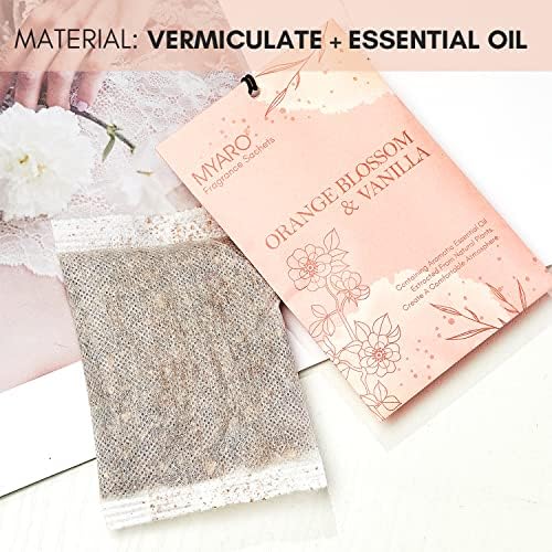 MYARO 12-Pack Orange Blossom Vanilla Sachets for Drawer Closet Freshness