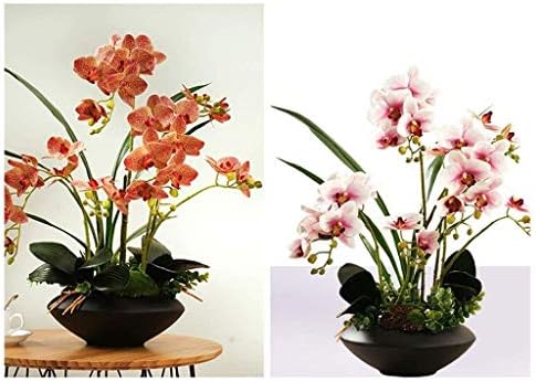 NDRFAWY Artificial Orchid Flower Set with Ceramic Vase