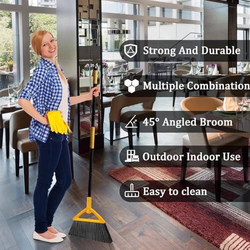 2PCS Heavy-Duty Broom Set for Indoor and Outdoor Cleaning