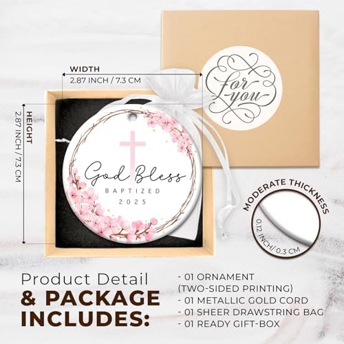 ZAGKOO Baptism Ornament 2025 - God Bless Gift for Baby Girl