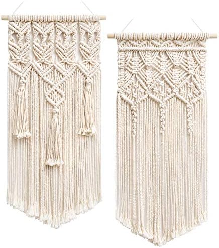 Mkono 2 Pcs Macrame Wall Hanging Boho Geometric Decor