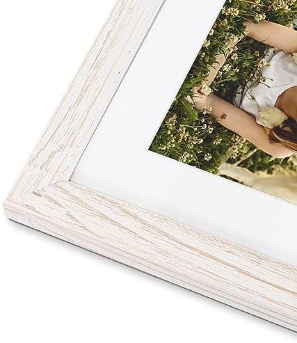 Golden State Art 8x10 Distressed White Picture Frame with Easel Stand