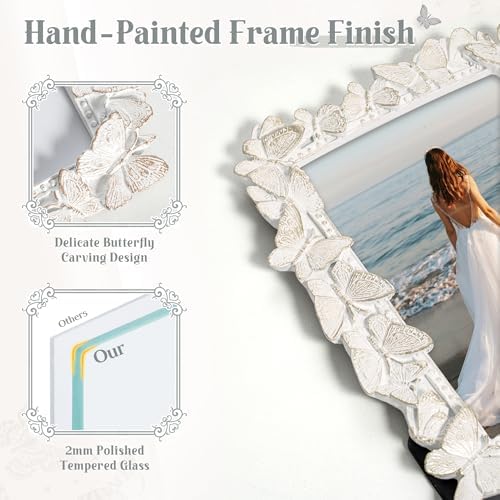 Axeman 4x6 Picture Frame with Glass Butterfly Resin Wall Tabletop Display