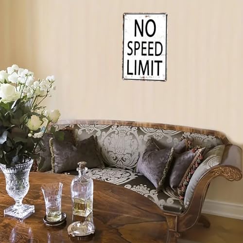 CrazySign Retro Tin No Speed Limit Sign for Boys Room