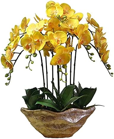 Realistic Artificial Phalaenopsis Orchid Bonsai with Resin Vase