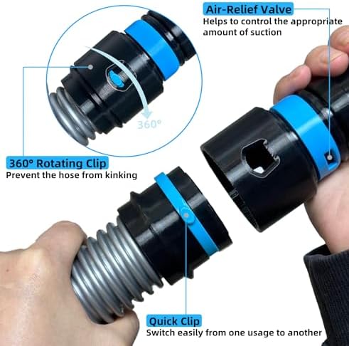 MITANSLE 10 Ft Vacuum Hose with Quick Click Adapters