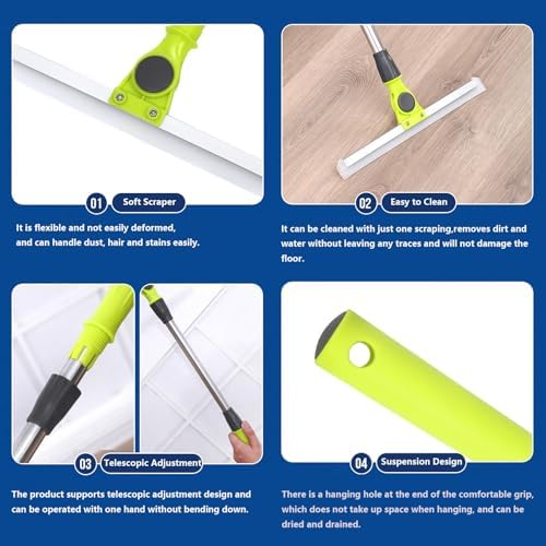 Silicone Broom with 51cm Handle for Smooth Floors and Windows