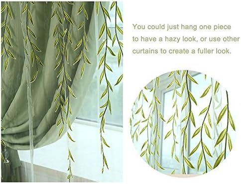 Ufurty 2 Piece Willow Leaf Sheer Curtain Panels
