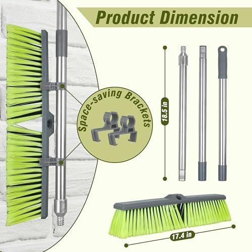 PHYEX 18 Push Broom with 47 Handle Multi-Surface Cleaning Tool