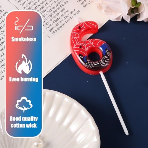 Spider Themed Birthday Candle Red Blue 6cm