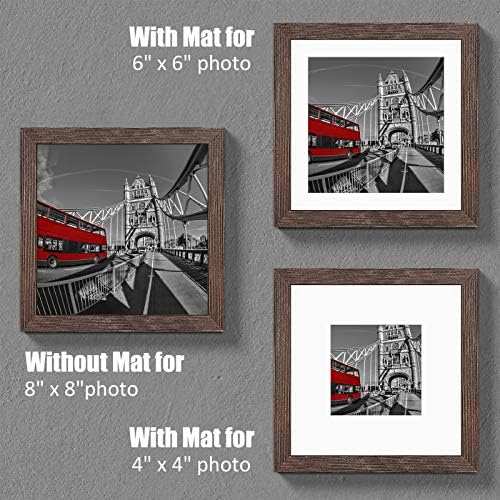 Tiblue 8x8 Rustic Wood Picture Frames Set of 4